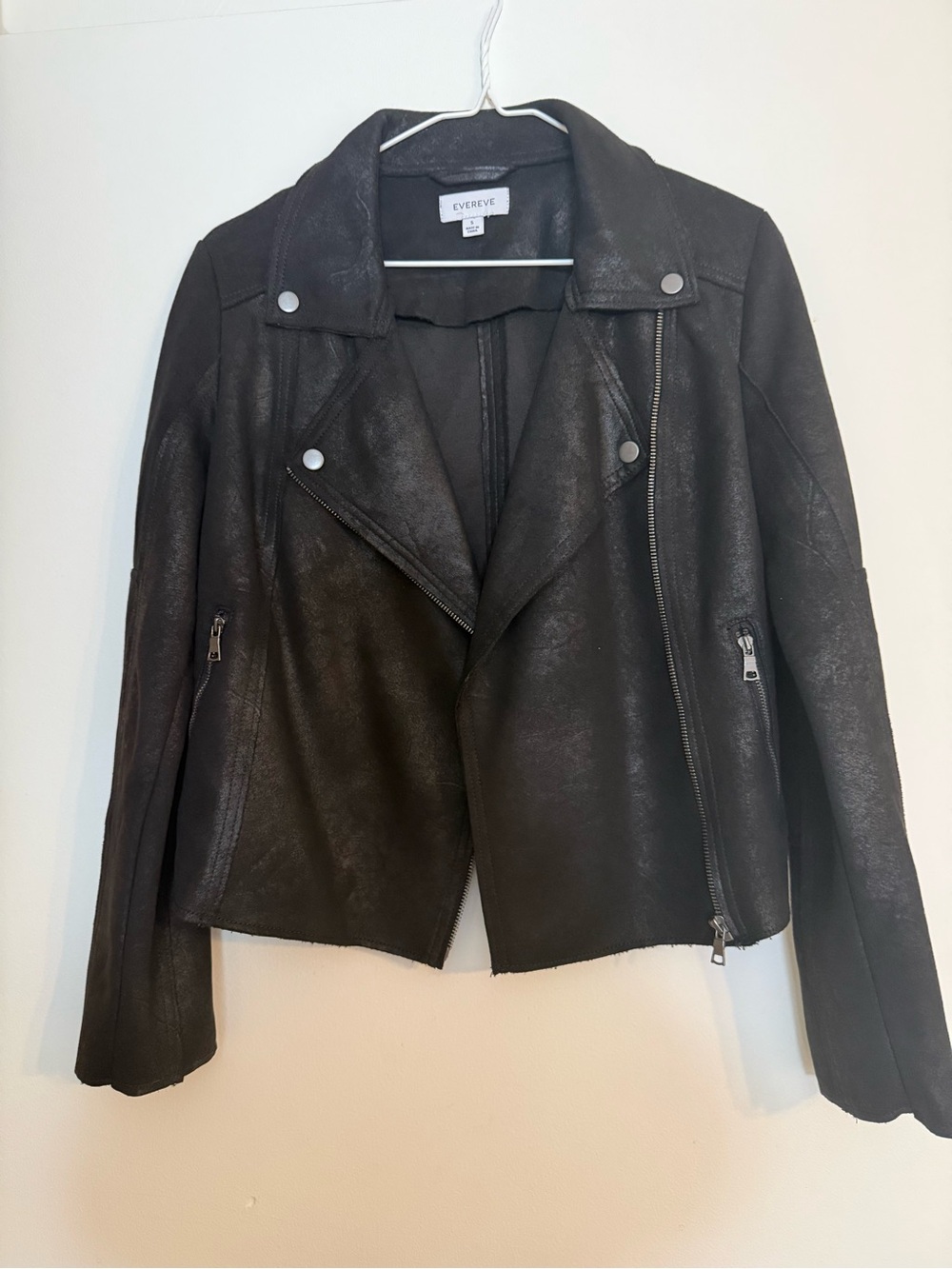 Evereve Black Faux Leather Asymmetrical Moto Jacket